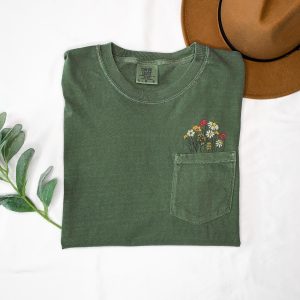 Embroidered Floral Pocket Tee